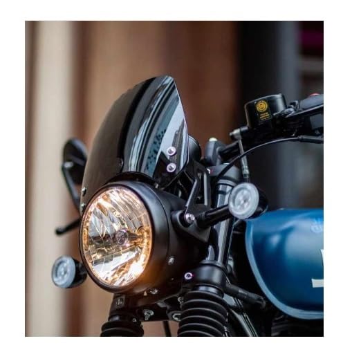 Visor Glass with Clamps Compatible for Hunter 350 cc (Black)