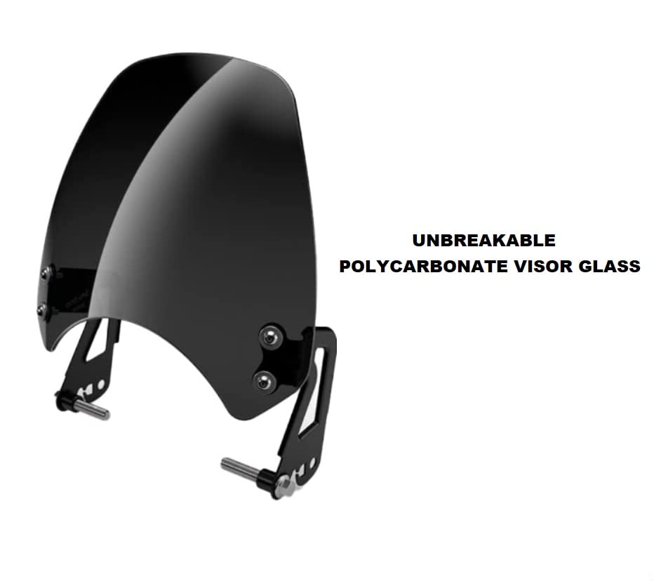 Visor Glass with Clamps Compatible for Hunter 350 cc (Black)