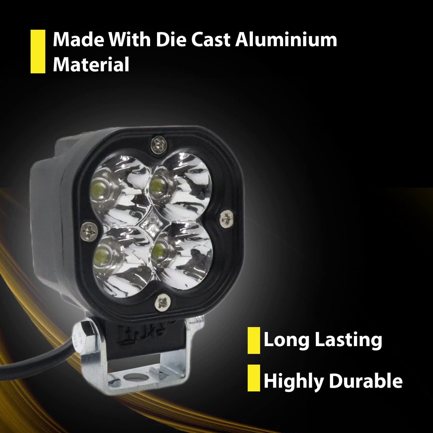 Universal Led Fog Light With Yellow Lens Cover With Wiring Kit Harness Led Work Fog Light Plug N Play System (40W, 12V-85V, DC)