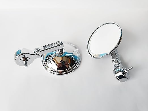 Round Side Mirrors Clear View 360: Wide-Angle Stainless Steel Side Mirror For Maximum Visibility With Universal Fit For All Bikes