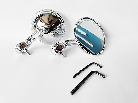 Round Side Mirrors Clear View 360: Wide-Angle Stainless Steel Side Mirror For Maximum Visibility With Universal Fit For All Bikes