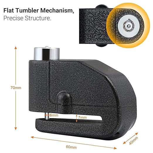 Alarm Disc Lock, Heavy Duty Anti Theft Disc Brake Wheel Lock with 110dB Super Loud Alarm Sound Use for All Disc Brake Wheel Motorcycle e-Bike Scooter Ranger Cycle, 100% Waterproof, 1 Piece