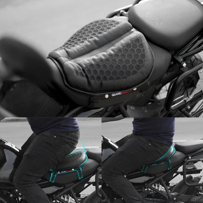 Motorcycle Honeycomb Gel Air Seat Cushion for Medical, Offices, Home, Motorcycle and Car Lumbar Support - Universal Fit & Breathable Design