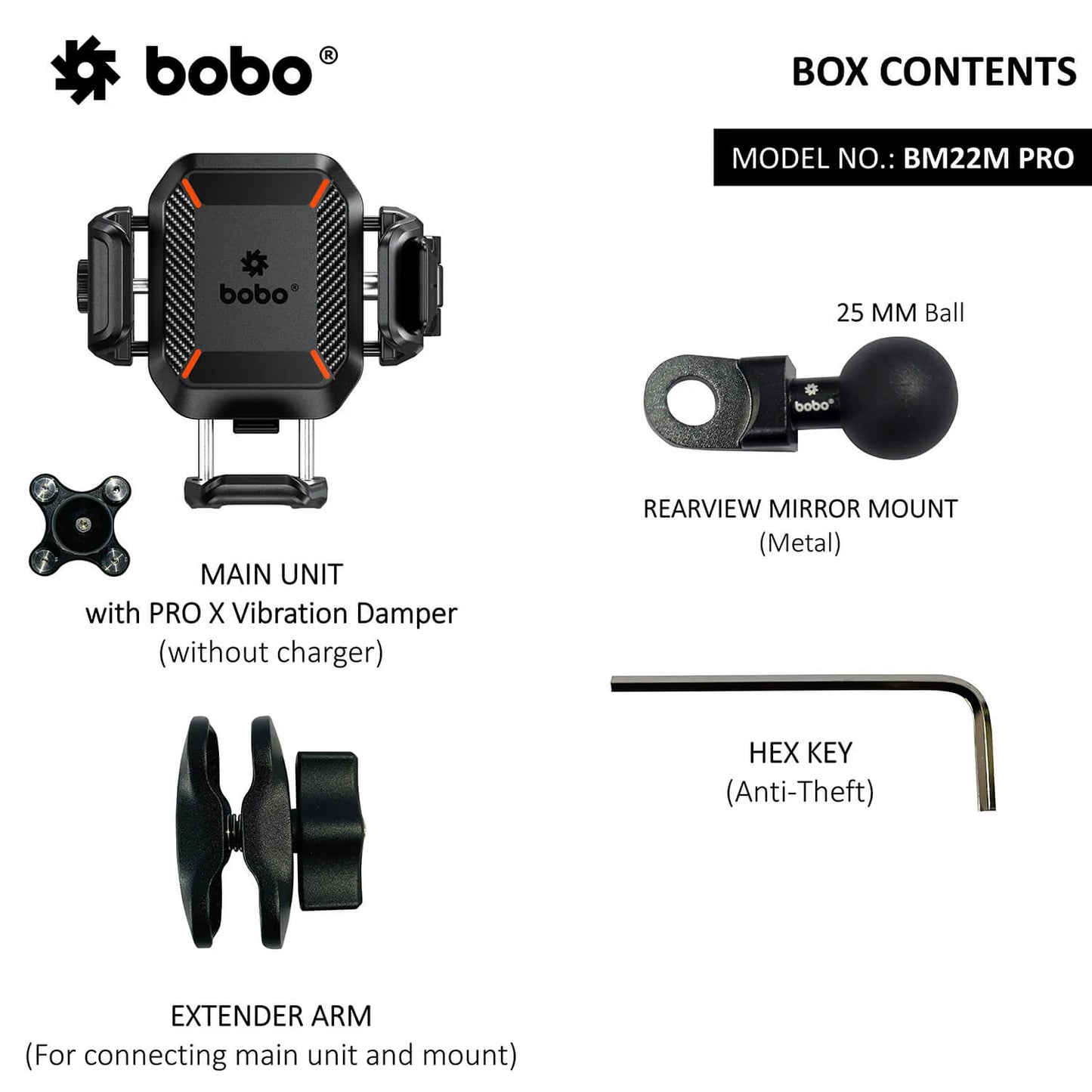 BOBO BM22H PRO Handlebar Mount Anti-Vibration Anti-Theft Bike / Cycle Phone Holder Motorcycle Mobile Mount