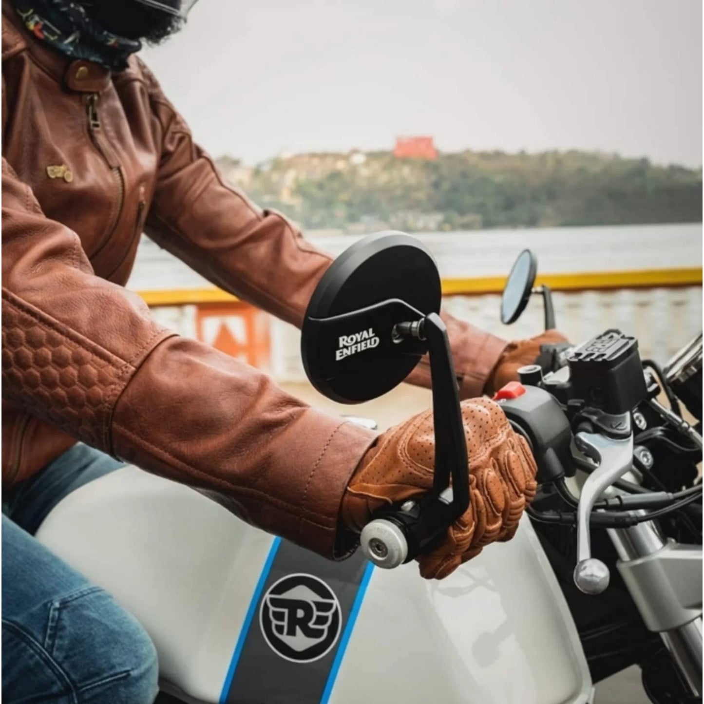 BAR END MIRROR FOR ROYAL ENFIELD MOTORCYCLES (BLACK)