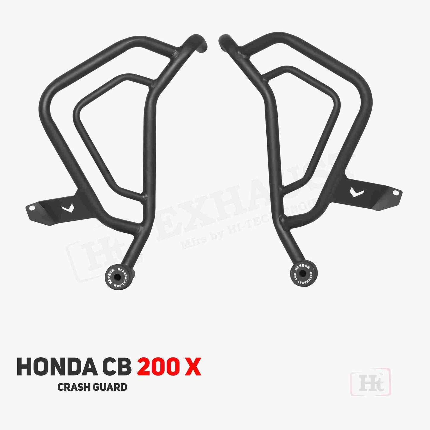 ADV CRASH GUARD WITH 2 METAL SLIDER FOR CB 200 X Black matt - HT Exhaust