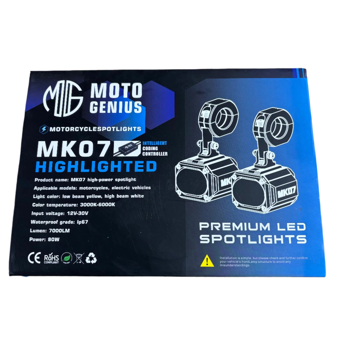 Moto genius MK-07 80 watt Fog light with harness for all Motorcycles
