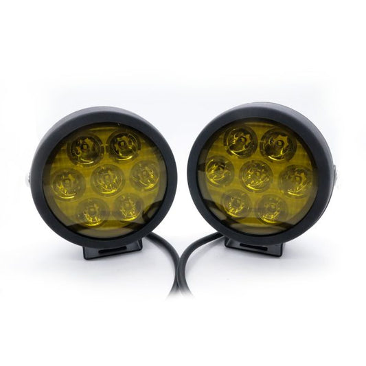 HJG 70 Watts Round Fog Lights with Yellow Cap for Motorcycles, Offroad Vehicles and Cars