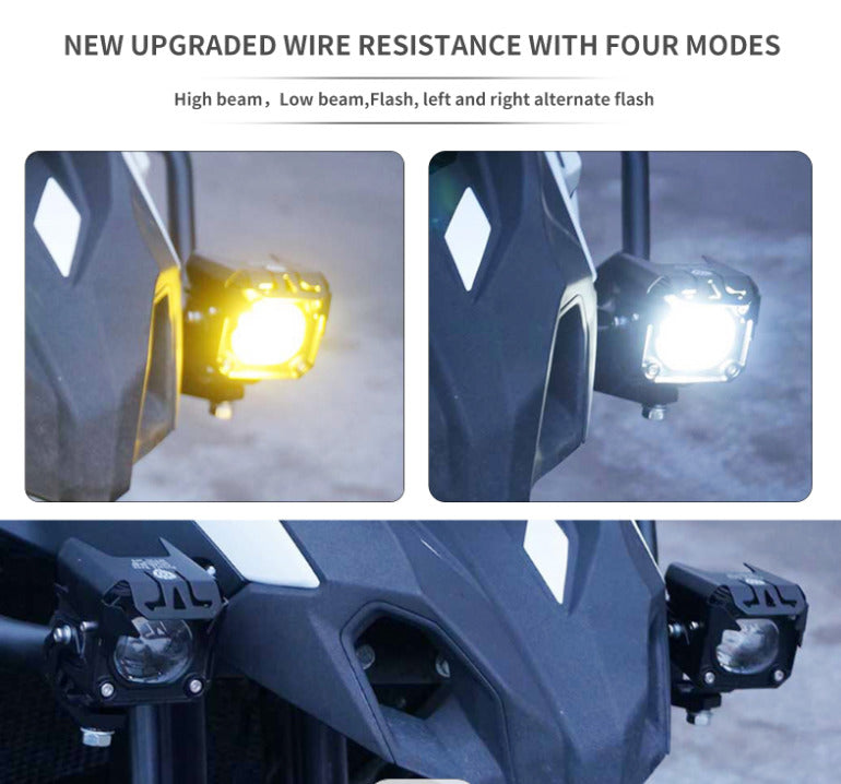 LED Work Light Fog Lamp Dual Color Motorcycle Lights