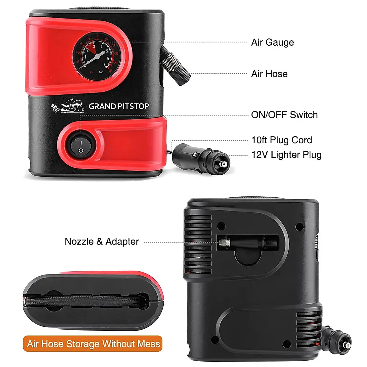 Electric Tire Inflator Air Compressor Pump for Car, Motorcycle, Balls and Mattress (100 PSI)