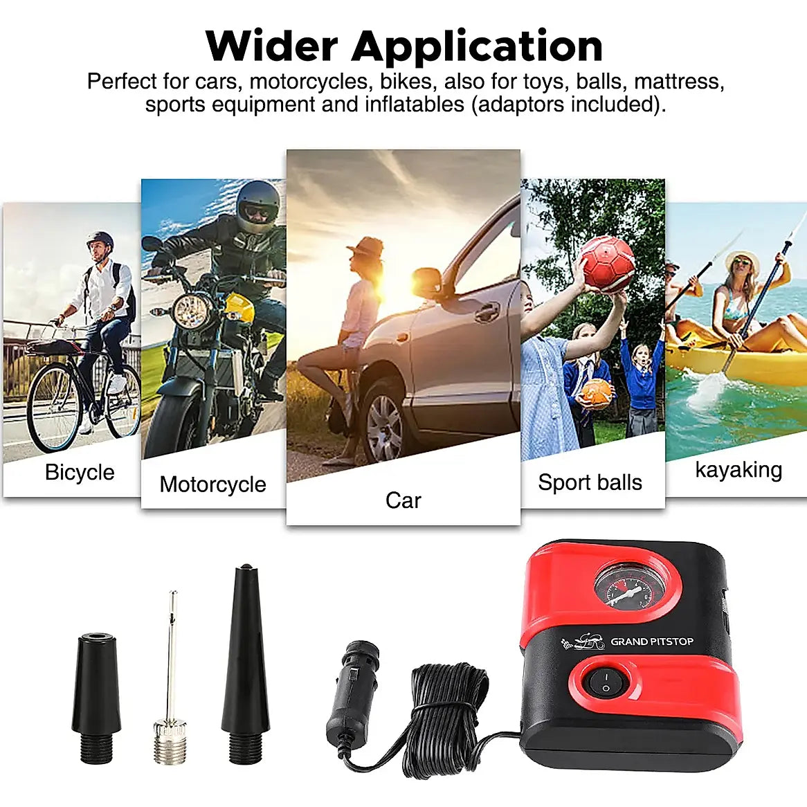 Electric Tire Inflator Air Compressor Pump for Car, Motorcycle, Balls and Mattress (100 PSI)