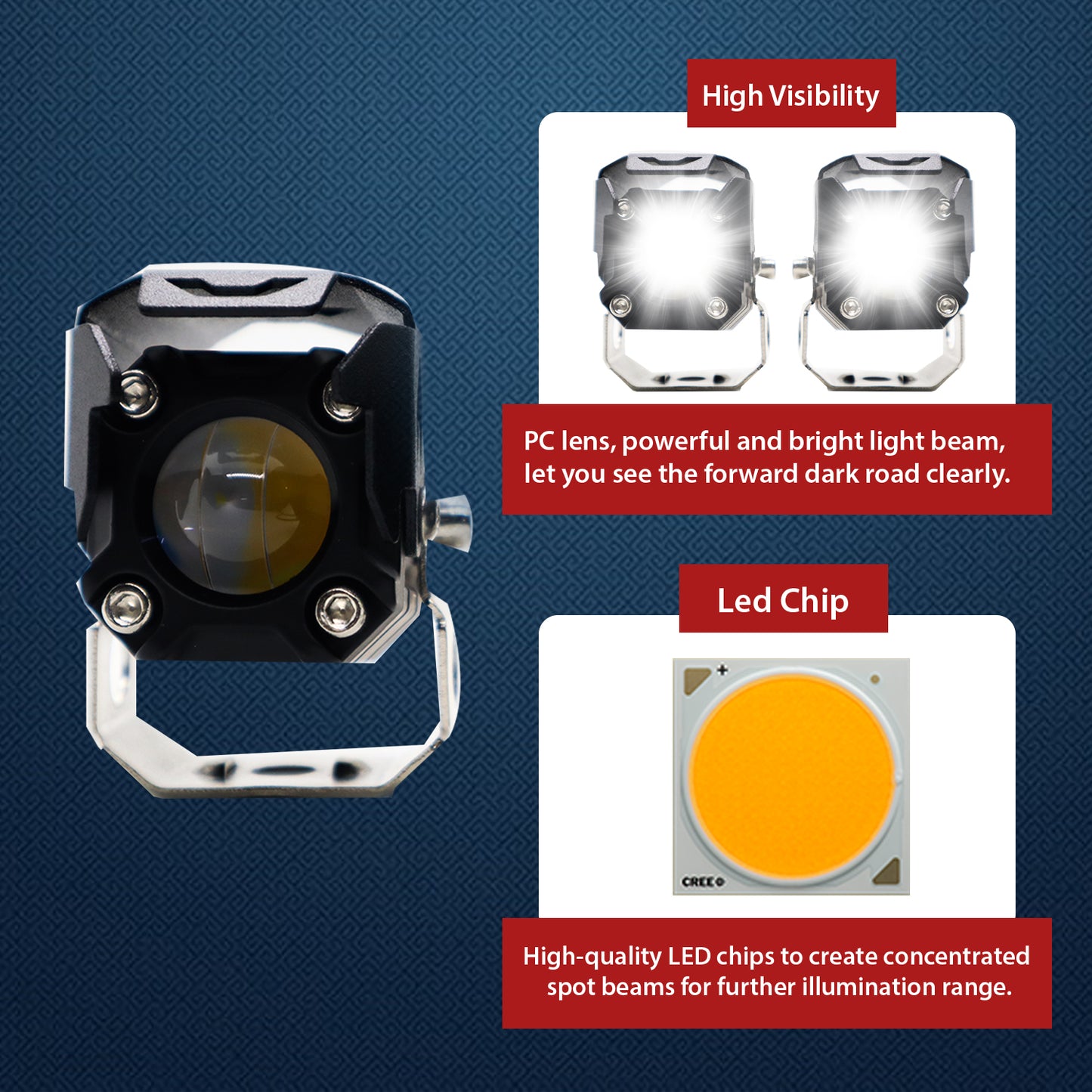 LED Work Light Fog Lamp Dual Color Motorcycle Lights