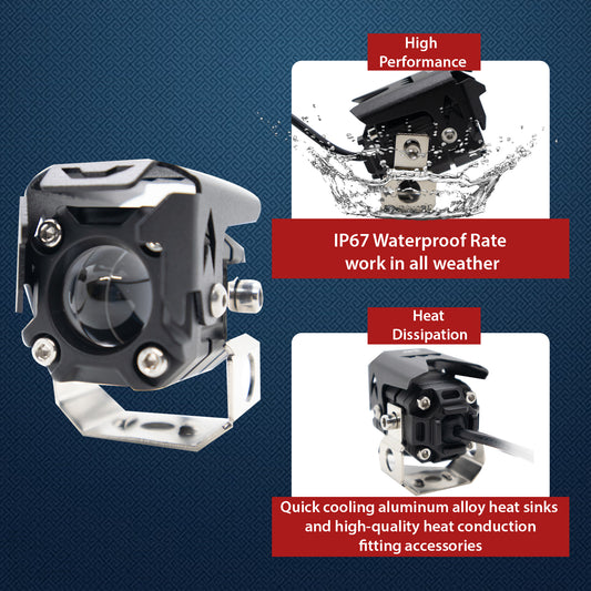 LED Work Light Fog Lamp Dual Color Motorcycle Lights