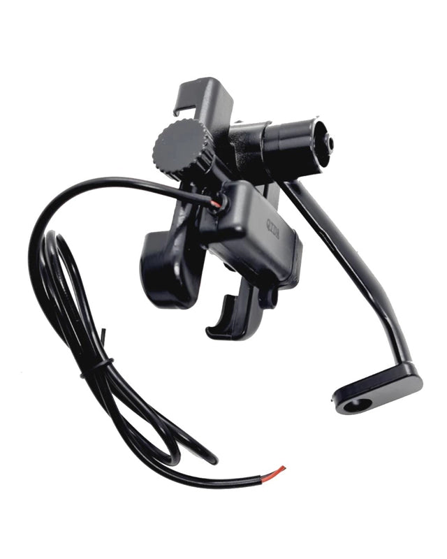 Universal Metal Mobile Holder With USB Charging (Mirror Fitting)