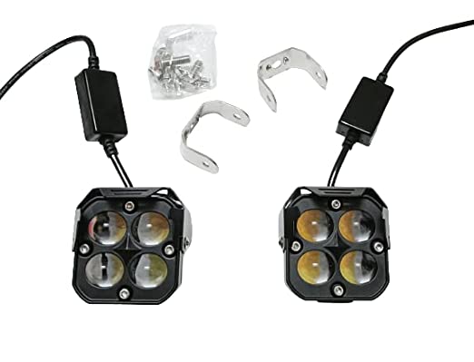 HJG NEW 4 LED FOG LIGHT (RED + WHITE + YELLOW) (PACK OF 2)