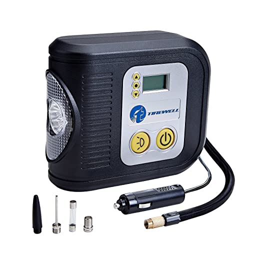 TIREWELL TW-7001 12V Digital Tyre Inflator Auto Cutoff Portable Air  Compressor with LED Light and 3 Different Nozzle (TW-7001)