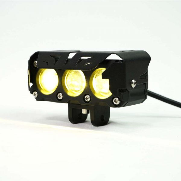3LED Motorcycle Yellow/White Spot Light with Wiring harness & Switch (PACK OF 2)