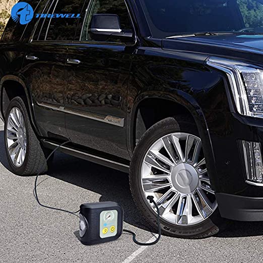 TIREWELL TW-7002 100 PSI Portable Tyre Inflator with Dial Gauge, Analog Tire Air Compressor Pump with LED Light