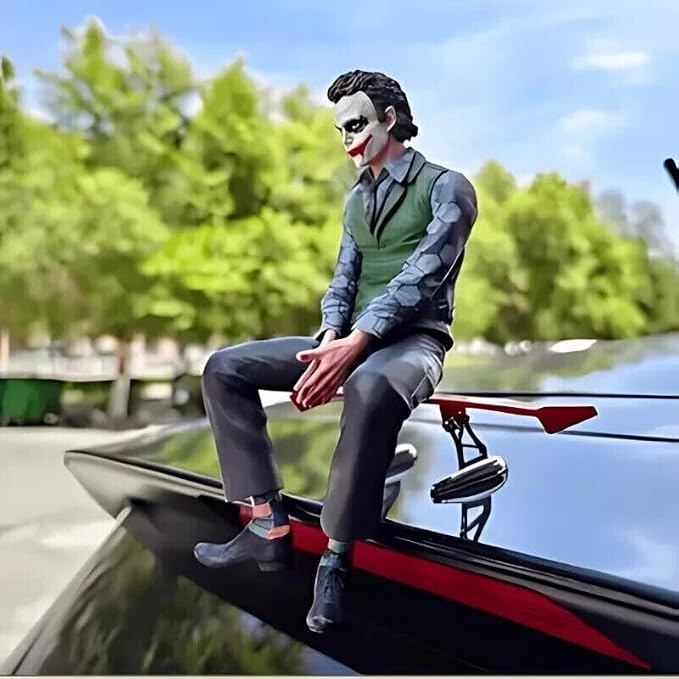 Joker Toy with Mask, 24cm Collectible Statue, Sitting Pose Universal for Top Box, Car Dashboard,Car Bumper,Bonnet