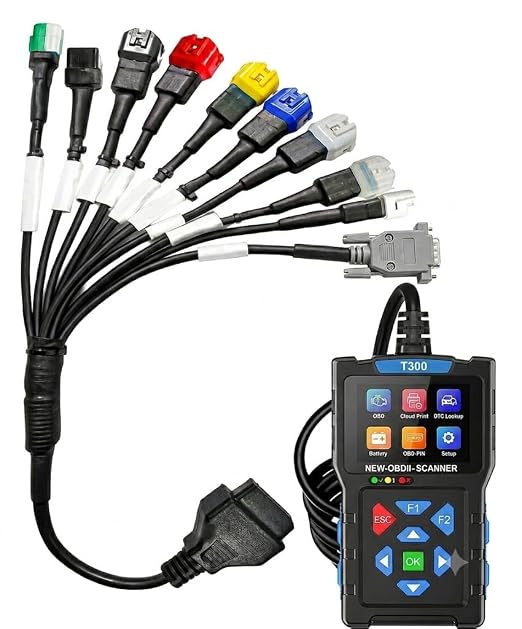 T300 OBD Scanner with 11-Pin OBD Cable | BS6 BS7 Bike Diagnostic Tool | Engine Fault Code Reader & Clear