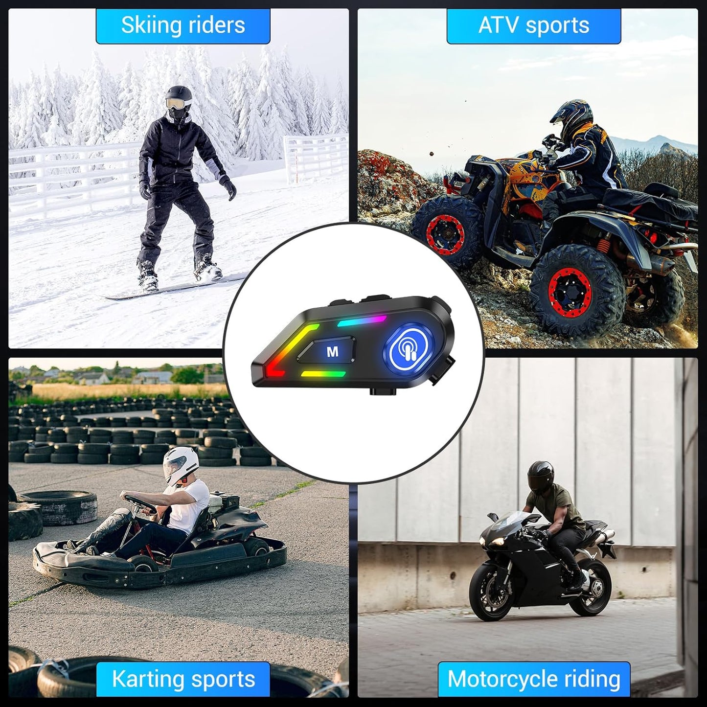 EDYELL C5 Motorcycle Helmet Bluetooth on ear Headset, Connects to 2 Phones at The Same Time Using Music & GPS, IP67 Waterproof, Supports Android & iOS, Compatible with All Helmets