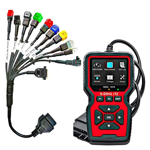 V519 OBD-ll Diagnostic Scanner with Multi Coupler 11 in 1 for BS6 / BS7 Scanning Cable for All Two Wheelers