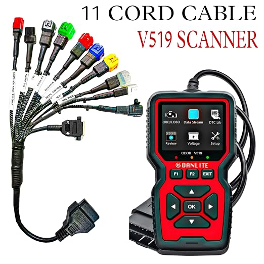 V519 OBD-ll Diagnostic Scanner with Multi Coupler 11 in 1 for BS6 / BS7 Scanning Cable for All Two Wheelers