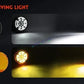 HJG New 9 LED 180W Round CREE Foglight Foglamp with Yellow Cover 180W 9 LED HJG 180W 9 LED Car Accessories Led Headlights Lights Led Fog Lights For Motorcycle Car SUV Lights, Set of 2 with Wiring Harness Kit HJG 9 LED Round 180W