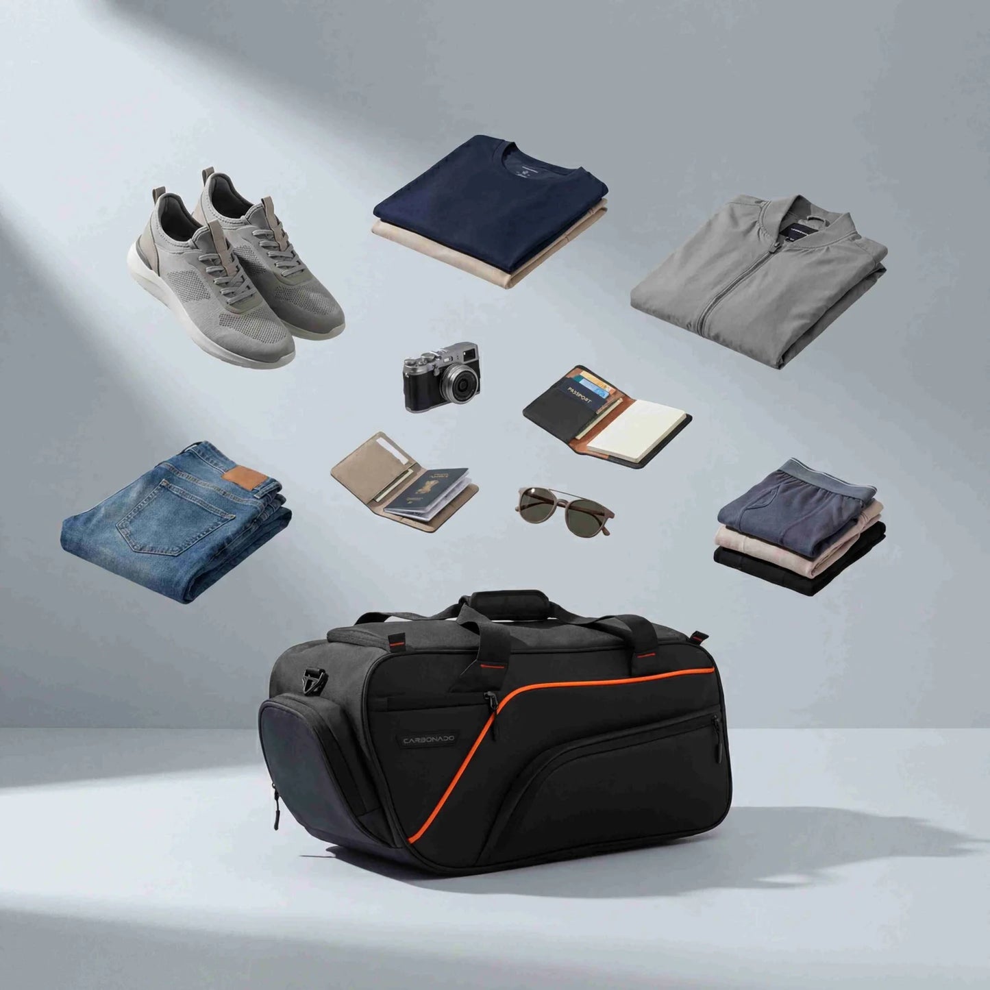 Carbonado Duffle Bag 50L Travel and Gym Bag with Shoe Compartment, Thermal Pocket and Durable Structure