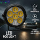LIU HJG P91 6 LED Round Fog Light With Wiring Kit & Yellow Cap Waterproof & Heat Dissipation 60W 12V DC Power High Bright Yellow & White Light Reflection Universal fit for All Bike & Cars (Pack of 2)