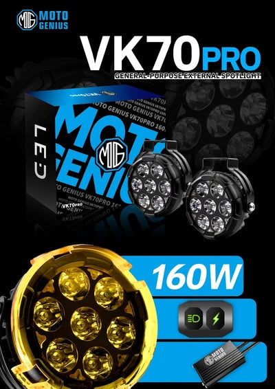 VK   70   Pro   90W   piece,   LED   Auxiliary   Fog   Lights   with   DRL   |   Wiring   Harness   &   Mounts   Included   |   Yellow   Covers   |   Ultra   Bright   Touring   Lights   (Pack   of   2)   (MGF3)