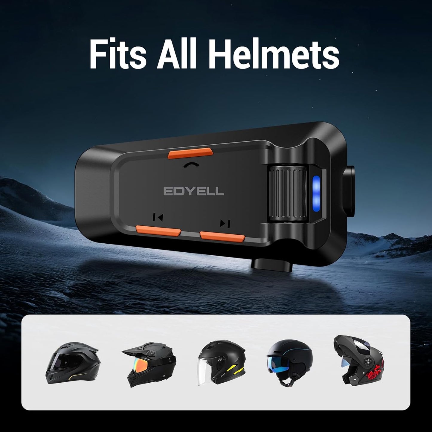 EDYELL Motorcycle Helmet Bluetooth Headset,C2 Motorcycle Helmet Speakers with HiFi Sound,Group Communication System,IPX5 Waterproof/Call/Music/Noise Cancellation,Suitable for Riding/Snowmobile/Cycling