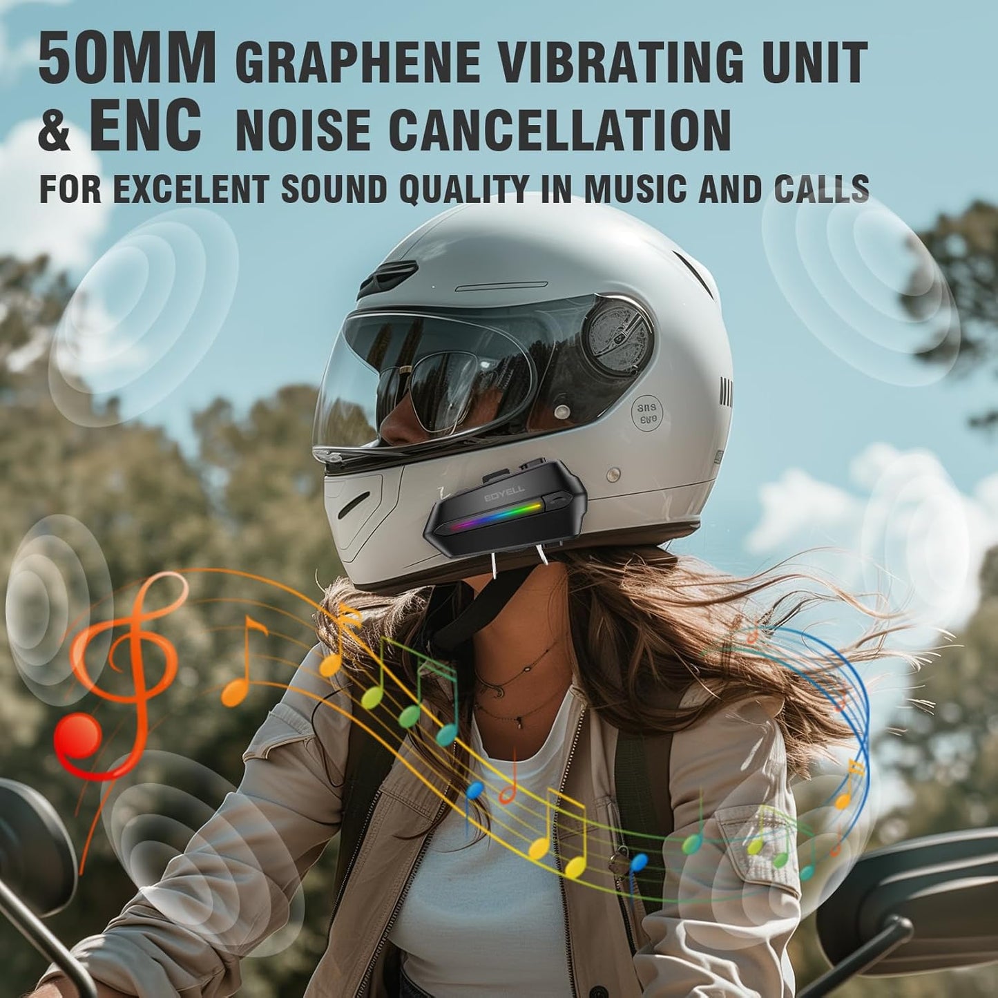 EDYELL C5S Bluetooth Dual Earphone for Helmet | Wireless On-Ear V5.4 | HD Calling and HiFi Music | IP67 Waterproof Headset | Compatible With All Helmets