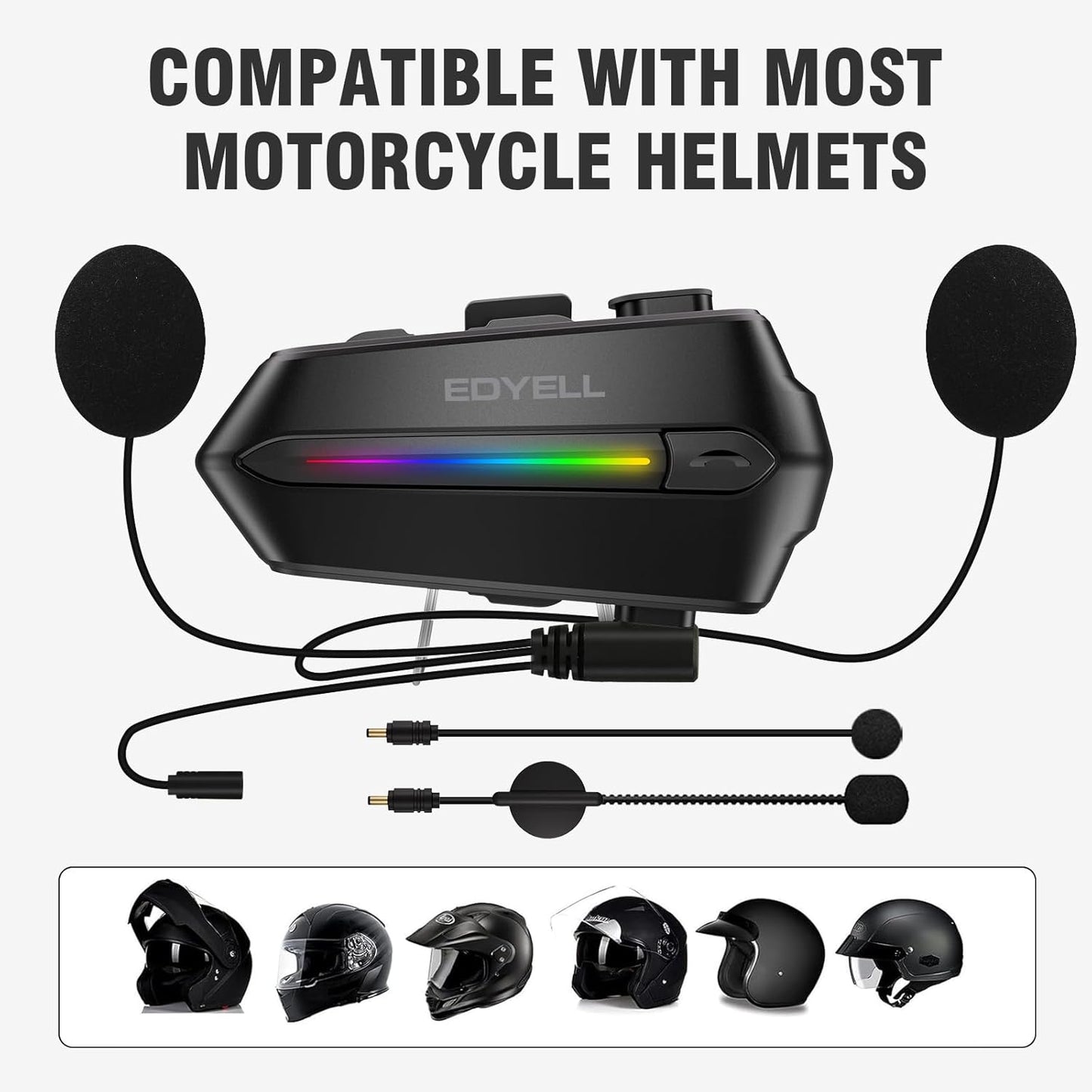 EDYELL C5S Bluetooth Dual Earphone for Helmet | Wireless On-Ear V5.4 | HD Calling and HiFi Music | IP67 Waterproof Headset | Compatible With All Helmets