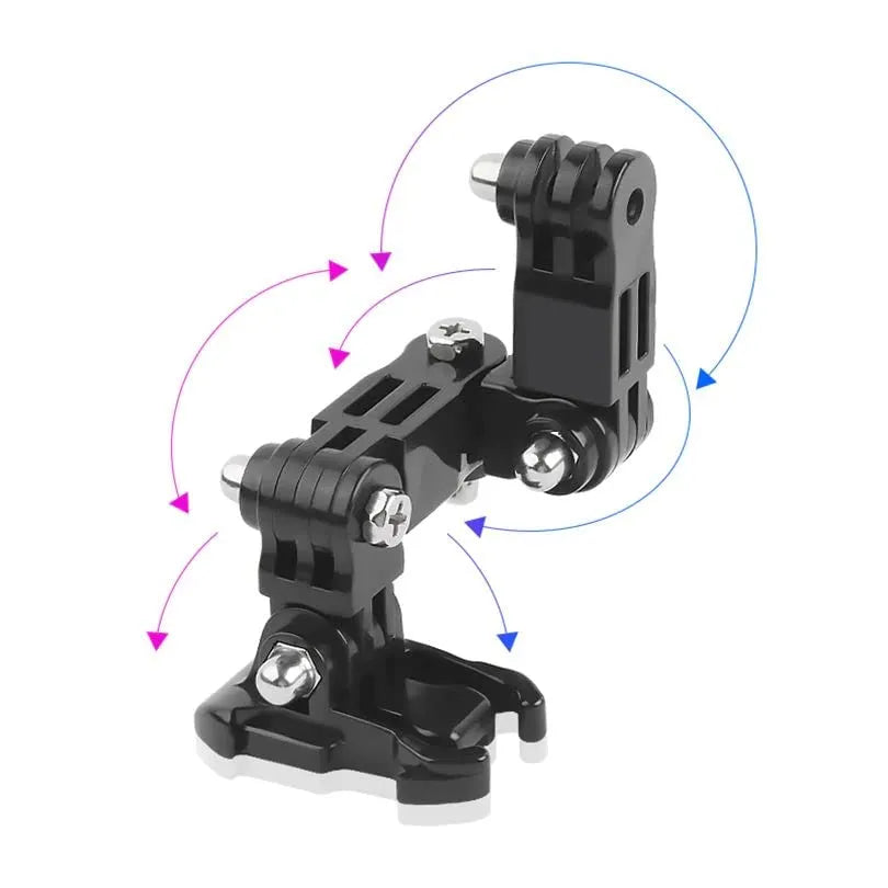 4-Way Helmet Chin Mount with 3M Curved & Flat Adhesive, J Hook Mount Compatible with Gopro 13/12/11/10/9/8/7 Insta 360 & Other Action Cameras
