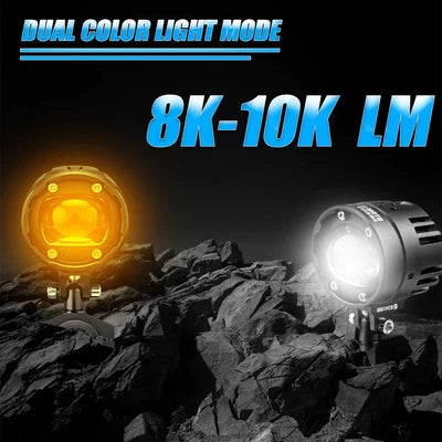VK   G10   80W   LED   Motorcycle   Fog   Light   with   Wiring   Harness   &   Switch,   Dual   Beam   High   Low   White   Yellow   Auxiliary   Spotlight,   12V–36V   Waterproof   IP67