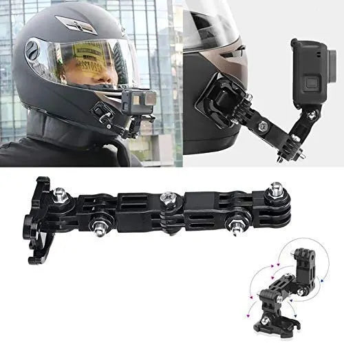 4-Way Helmet Chin Mount with 3M Curved & Flat Adhesive, J Hook Mount Compatible with Gopro 13/12/11/10/9/8/7 Insta 360 & Other Action Cameras