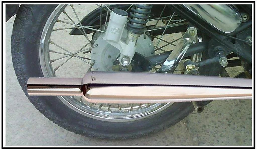 Dhe Best Gold Star/Goldstar Full Chrome Glasswool/Filter Exhaust Silencer Royal Enfield Classic Royal Enfield Classic Full Exhaust System (Mild Steel