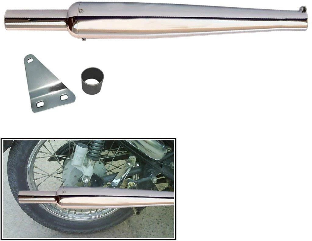 Dhe Best Gold Star/Goldstar Full Chrome Glasswool/Filter Exhaust Silencer Royal Enfield Classic Royal Enfield Classic Full Exhaust System (Mild Steel