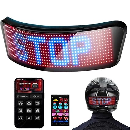 Smart LED Helmet Light with Mobile App Control - Custom Text Display, DIY Drawings, Animated Graphics, Left & Right Turn Indicators, Devil Eye Mode, Bluetooth Connectivity, Rechargeable Battery,