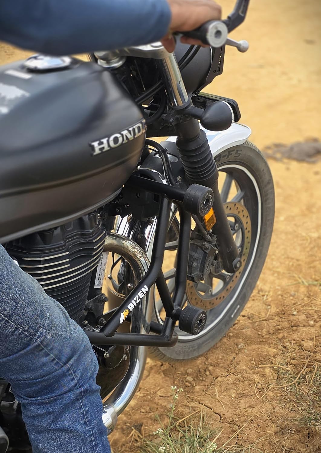 Bizen H'ness 350 Premium Crash Guard with Double Frame Sliders - Black (Fits Honda CB350/ CB350 Classic/ CB350 H’Ness / CB350 RS)