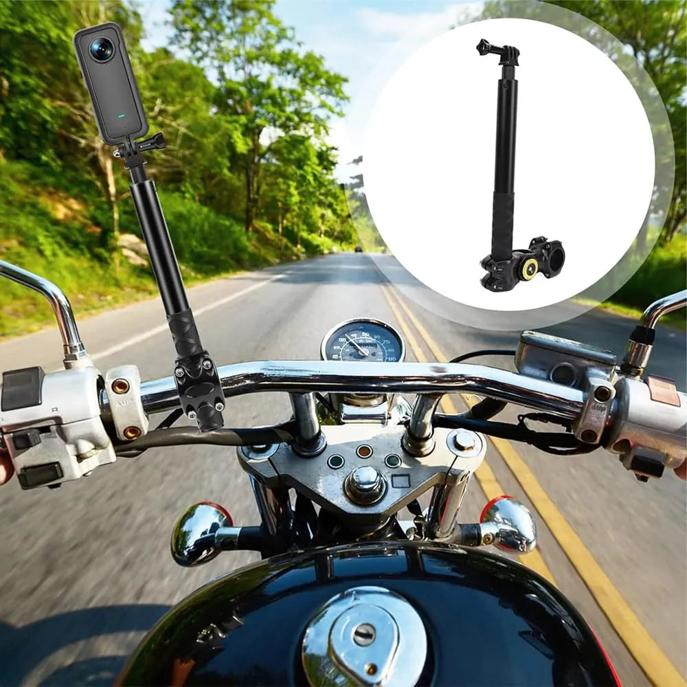 Invisible Monopod Bracket Handlebar Mount for Bikes and Bicycles Compatible with Insta 360 X4 X3 X2 GoPro 9 10 11 12 13 DJI Action 3 Moto Camera Accessories