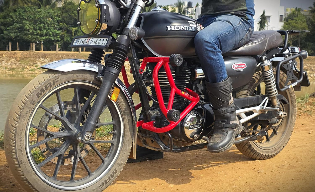 Bizen CB350 RS Premium Crash Guard with Double Frame Sliders - Black (Fits Honda CB350 RS)