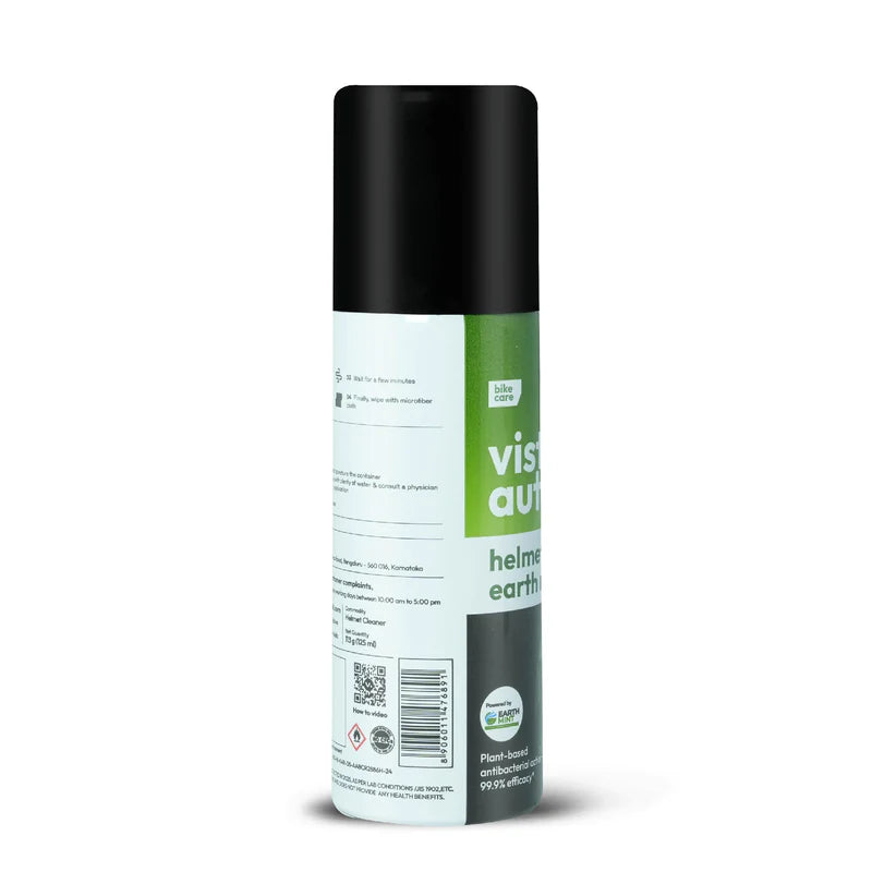 Helmet Kleen Pro – Earth Mint 125 ml | Helmet Cleaner Spray for Bike Helmets | Helmet Deodorizer | Removes Sweat Smell | Antibacterial Helmet Freshener | Natural Plant-Based Formula