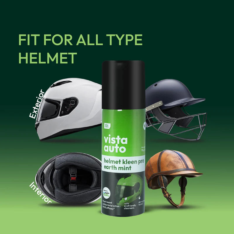 Helmet Kleen Pro – Earth Mint 125 ml | Helmet Cleaner Spray for Bike Helmets | Helmet Deodorizer | Removes Sweat Smell | Antibacterial Helmet Freshener | Natural Plant-Based Formula