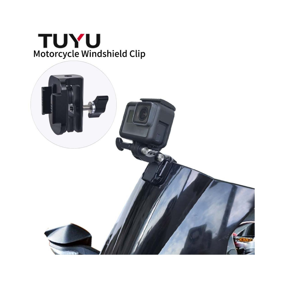 Tuyu Motorcycle Windshield Mount Clamp Aluminum Clip