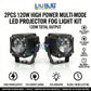 HJG Gorilla V2 Triple Lens Fog with Wiring Harness Kit 120W Gorilla Projector Foglight New Model with Wiring Foglight Ultra Wide Dual Intensity LED Driving Fog Lights White/Yellow 120W Universal For All Cars & Bikes LIU HJG Gorilla V2 Foglight Combo Kit