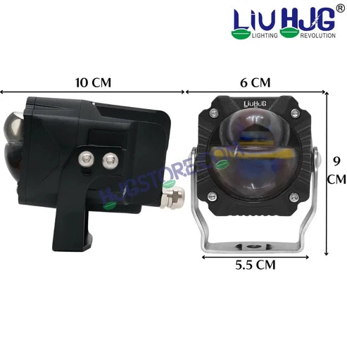 HJG Gorilla Fog with Wiring Harness Kit Combo Dual Lens 120W Gorilla Projector Foglight New Model with Wiring Foglight Ultra Wide Dual Intensity LED Driving Fog Lights White/Yellow 120W Universal For All Cars & Bikes LIU HJG Gorilla Foglight Combo Kit