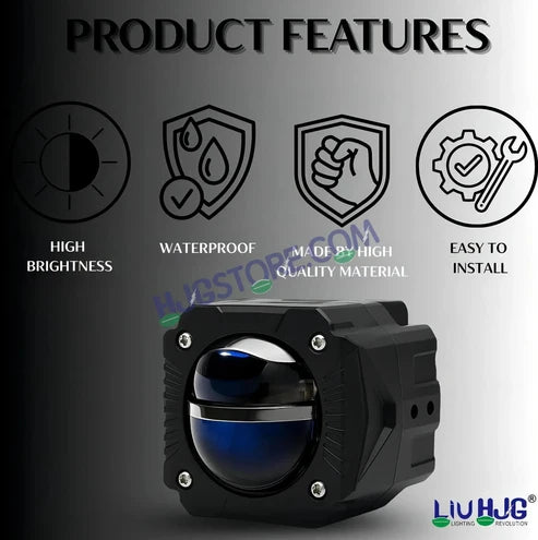 HJG Gorilla Fog with Wiring Harness Kit Combo Dual Lens 120W Gorilla Projector Foglight New Model with Wiring Foglight Ultra Wide Dual Intensity LED Driving Fog Lights White/Yellow 120W Universal For All Cars & Bikes LIU HJG Gorilla Foglight Combo Kit