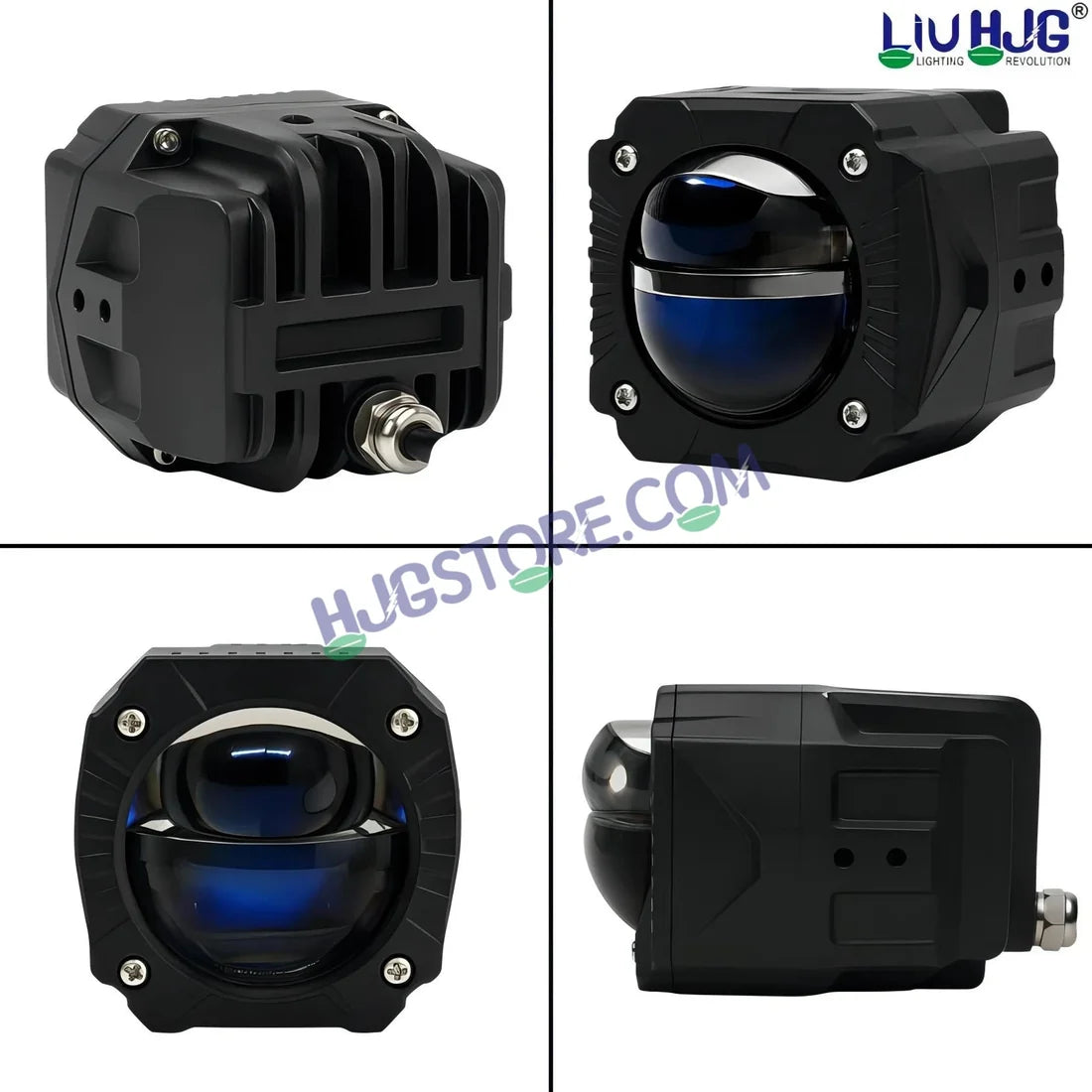 HJG Gorilla Fog with Wiring Harness Kit Combo Dual Lens 120W Gorilla Projector Foglight New Model with Wiring Foglight Ultra Wide Dual Intensity LED Driving Fog Lights White/Yellow 120W Universal For All Cars & Bikes LIU HJG Gorilla Foglight Combo Kit